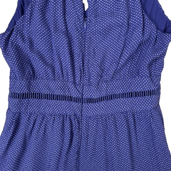 Maeve Anthropologie Ruffle Jumpsuit Blue Polka Dot Cropped Wide Leg Sz 0 Prairie - Picture 9 of 13